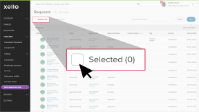 Requests page with the "Selected (0)" button highlighted with a cursor. Clicking the selected button will bulk select the entire list of students